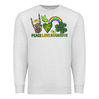 Oatmeal Heather Peace Love Shamrock  St. Patrick's Day Premium Sweatshirt - CowGirlArtShop