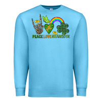 Ocean Blue Peace Love Shamrock  St. Patrick's Day Premium Sweatshirt - CowGirlArtShop