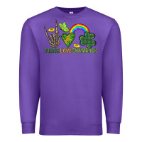 Purple Peace Love Shamrock  St. Patrick's Day Premium Sweatshirt - CowGirlArtShop