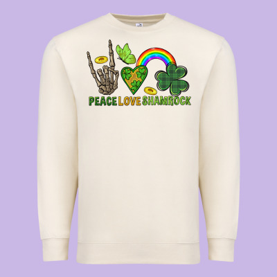 Peace Love Shamrock  St. Patrick's Day Premium Sweatshirt Designed By Cowgirlartshop