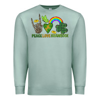 Seafoam Peace Love Shamrock  St. Patrick's Day Premium Sweatshirt - CowGirlArtShop