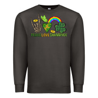 Smoke Peace Love Shamrock  St. Patrick's Day Premium Sweatshirt - CowGirlArtShop