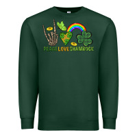 Sports Green Peace Love Shamrock  St. Patrick's Day Premium Sweatshirt - CowGirlArtShop