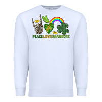 White Peace Love Shamrock  St. Patrick's Day Premium Sweatshirt - CowGirlArtShop