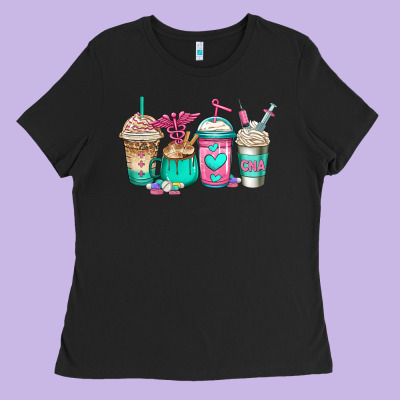 Cna Nurse Coffee Cups Ladies Tee Designed By Jasminsmagicworld