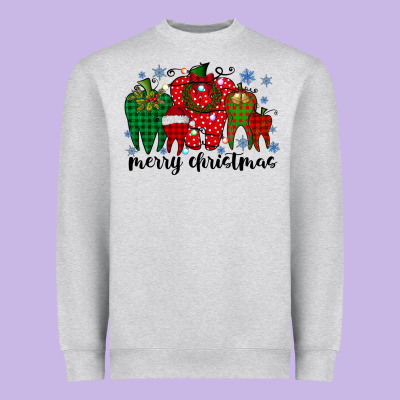 Merry Christmas Tooth Heavyweight Sweatshirt Designed By Racoondesign