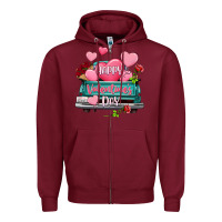 Burgundy Happy Valentine's day turquoise truck Zipper Hoodie - HowdyJamesFarm