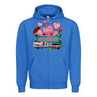 True Royal Happy Valentine's day turquoise truck Zipper Hoodie - HowdyJamesFarm