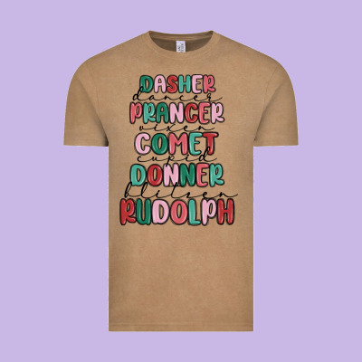 Dasher Dancer Prancer Vixer Comet Cupid Donner Bli Vintage Tee Designed By Maliassmallbusiness