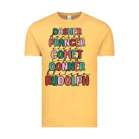 Vintage Mustard dasher dancer prancer vixer comet cupid donner bli Vintage Tee - MaliasSmallBusiness