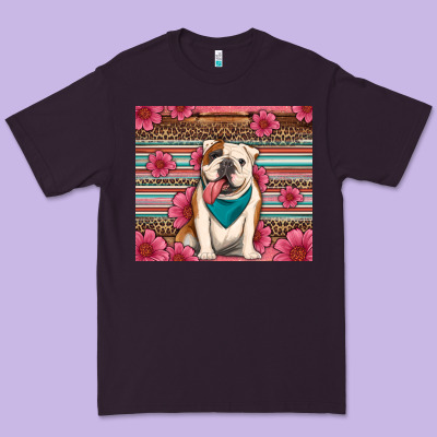 British Bulldog Floral Serape Tumbler Premium Tee Designed By Artiststas