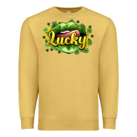 Antique Gold St. Patrick's Day lips lucky Premium Sweatshirt - HowdyJamesFarm