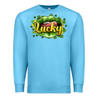 Ocean Blue St. Patrick's Day lips lucky Premium Sweatshirt - HowdyJamesFarm