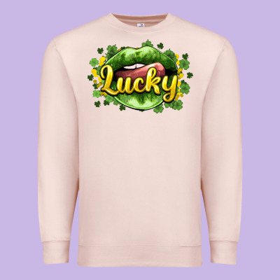 St. Patrick's Day Lips Lucky Premium Sweatshirt Designed By Howdyjamesfarm
