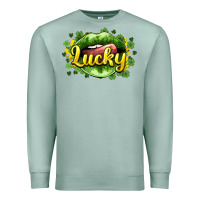 Seafoam St. Patrick's Day lips lucky Premium Sweatshirt - HowdyJamesFarm