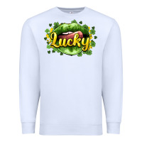 White St. Patrick's Day lips lucky Premium Sweatshirt - HowdyJamesFarm