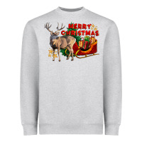 Heather Grey Merry Christmas Deer Heavyweight Sweatshirt - LillyAllenDesigns