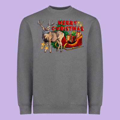 Merry Christmas Deer Heavyweight Sweatshirt Designed By Lillyallendesigns