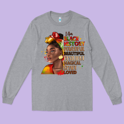 I Am Black History Long Sleeve Tee Designed By Lillyallendesigns