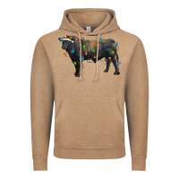 Vintage Coffee christmas black angus bull with christmas lights Vintage Hoodie - RanaPortraitStore
