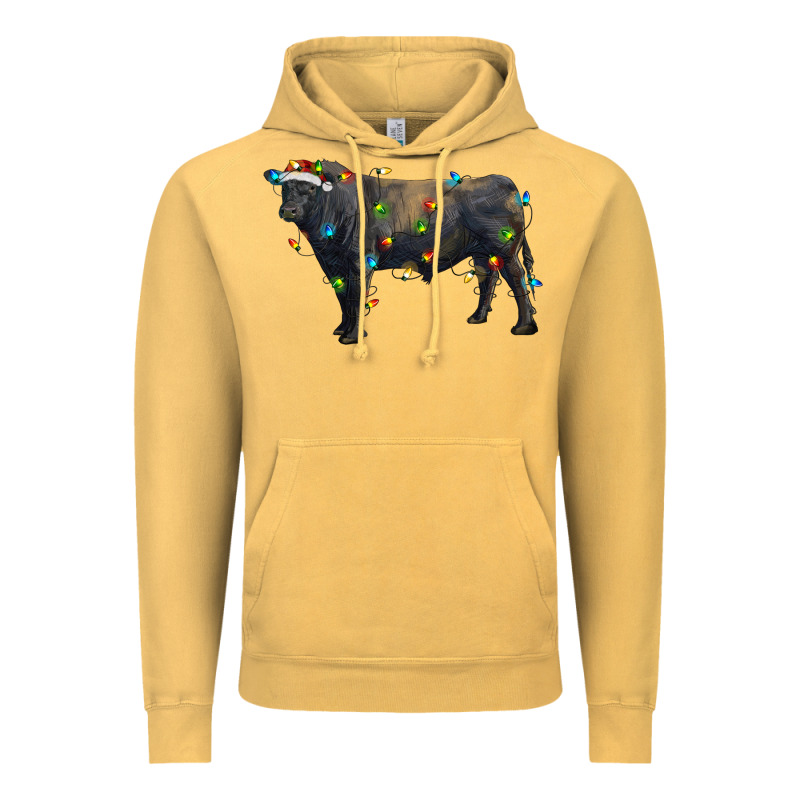 Christmas Black Angus Bull With Christmas Lights Vintage Hoodie by RanaPortraitStore | Teevron
