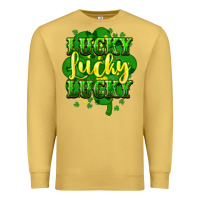 Antique Gold lucky lucky lucky clover St. Patrick's Premium Sweatshirt - HowdyJamesFarm