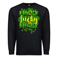 Black lucky lucky lucky clover St. Patrick's Premium Sweatshirt - HowdyJamesFarm