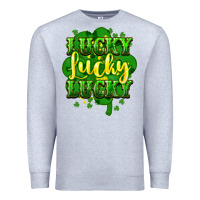 Heather Grey lucky lucky lucky clover St. Patrick's Premium Sweatshirt - HowdyJamesFarm