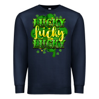 Navy lucky lucky lucky clover St. Patrick's Premium Sweatshirt - HowdyJamesFarm