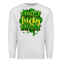 Oatmeal Heather lucky lucky lucky clover St. Patrick's Premium Sweatshirt - HowdyJamesFarm