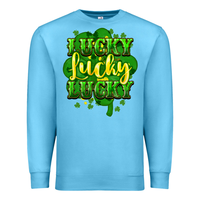 Lucky Lucky Lucky Clover St. Patrick's Premium Sweatshirt by HowdyJamesFarm | Teevron