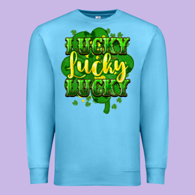 Lucky Lucky Lucky Clover St. Patrick's Premium Sweatshirt Designed By Howdyjamesfarm