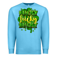 Ocean Blue lucky lucky lucky clover St. Patrick's Premium Sweatshirt - HowdyJamesFarm