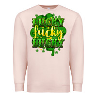 Pale Pink lucky lucky lucky clover St. Patrick's Premium Sweatshirt - HowdyJamesFarm