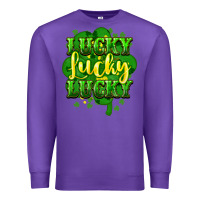 Purple lucky lucky lucky clover St. Patrick's Premium Sweatshirt - HowdyJamesFarm