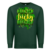 Sports Green lucky lucky lucky clover St. Patrick's Premium Sweatshirt - HowdyJamesFarm
