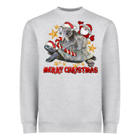 Heather Grey Merry Christmas Tortoise And Koala Heavyweight Sweatshirt - LillyAllenDesigns