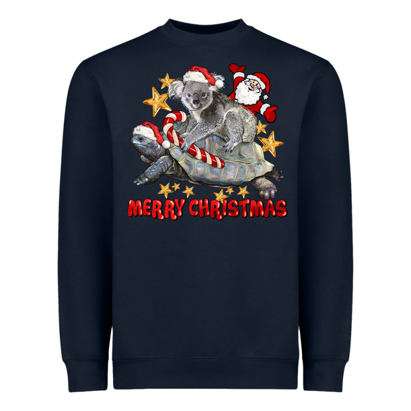 Merry Christmas Tortoise And Koala Heavyweight Sweatshirt by LillyAllenDesigns | Teevron