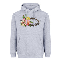 Heather Grey Crown of thorns floral Easter Heavyweight Hoodie - CowGirlArtShop