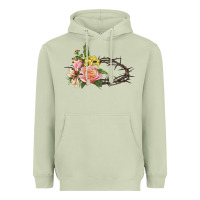 Matcha Crown of thorns floral Easter Heavyweight Hoodie - CowGirlArtShop