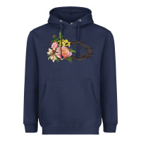 Navy Crown of thorns floral Easter Heavyweight Hoodie - CowGirlArtShop