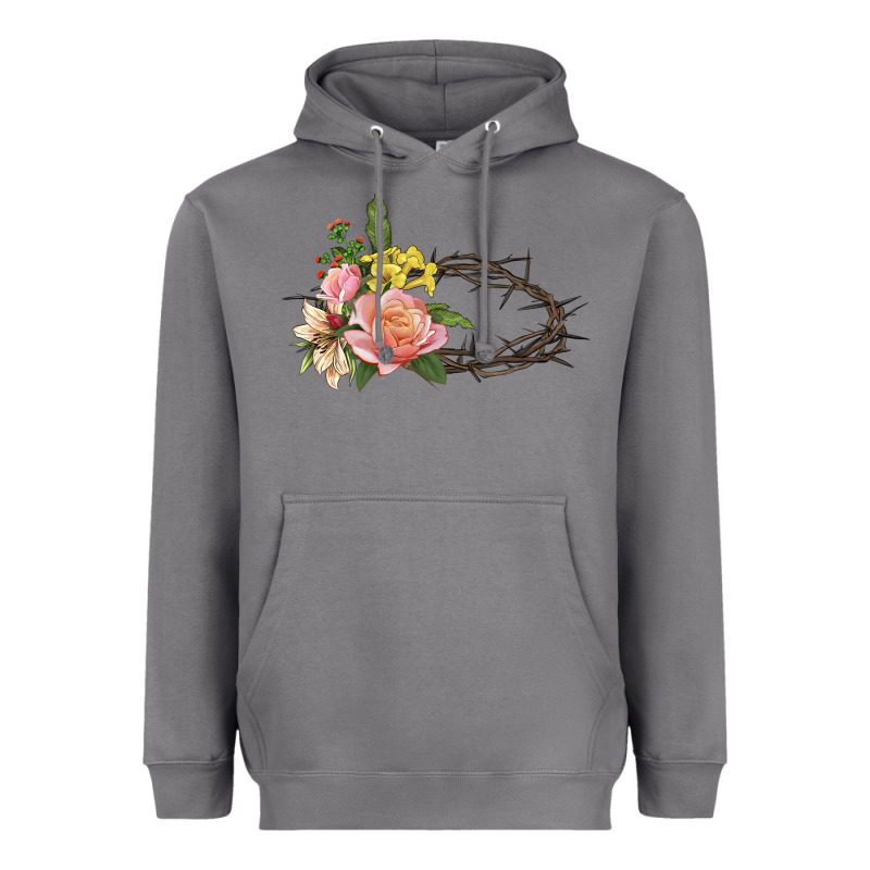 Crown Of Thorns Floral Easter Heavyweight Hoodie by CowGirlArtShop | Teevron