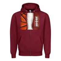Burgundy baseball and basketball and football tumbler tbs Zipper Hoodie - TumblerDesignByShophia