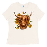 Bone sunflowers long haired cow Ladies Tee - Jasminsmagicworld