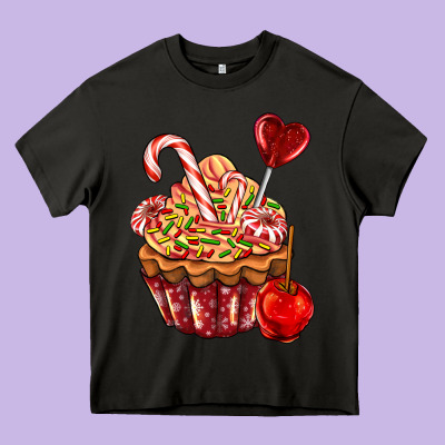 Christmas Candy Cupcake Heavy Core Tee Designed By Adodesignshop