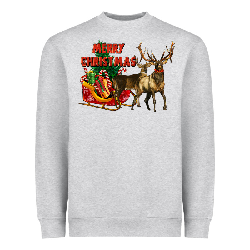 Merry Christmas Two Deers Heavyweight Sweatshirt by LillyAllenDesigns | Teevron