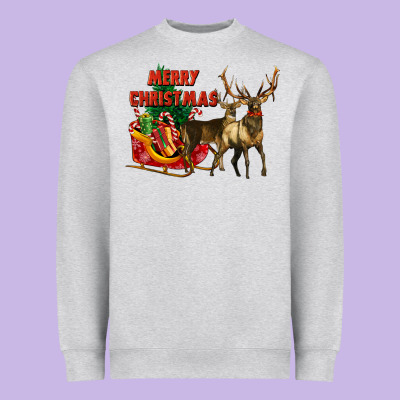 Merry Christmas Two Deers Heavyweight Sweatshirt Designed By Lillyallendesigns