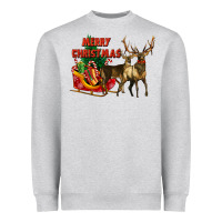 Heather Grey merry christmas two deers Heavyweight Sweatshirt - LillyAllenDesigns