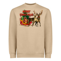 Mushroom merry christmas two deers Heavyweight Sweatshirt - LillyAllenDesigns