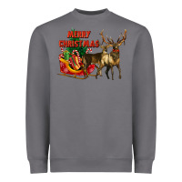Storm merry christmas two deers Heavyweight Sweatshirt - LillyAllenDesigns